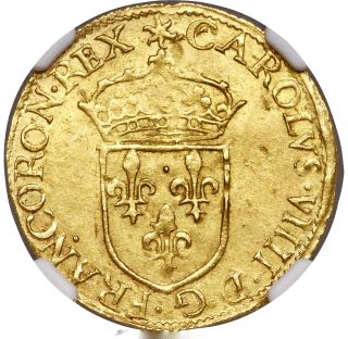 Finest Of Type 1567b France Charles Ix Gold Ecu D 