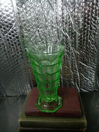 Indiana Glass Co.  Footed Iced Tea Tumbler Tea Room Green 12 - Ounce