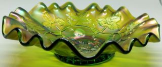 Millersburg Carnival Glass Green Blackberry Wreath 6 " Bowl
