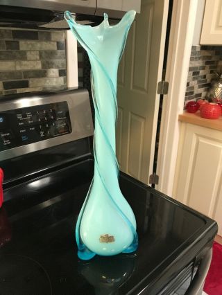 Alrose Empoli Fratelli Art Glass Vase Made In Italy Italian