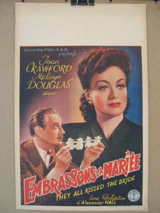 They All Kissed The Bride (1942) Belgian Poster,  Joan Crawford,  Douglas