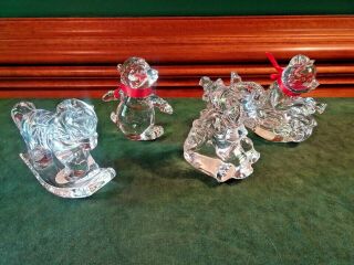 4 Princess House Crystal Rocking Animals,  Penguin,  Horse,  Elephant,  Bear