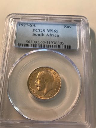 South Africa 1927 - Sa Gold Sovereign Pcgs Ms65