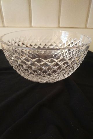 Vintage Waterford Large Round Salad Serving Bowl Cut Crystal Centerpiece
