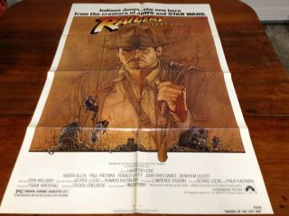 Vintage Raiders Of The Lost Ark 1 Sheet Movie Poster 1981 27x41 Folded