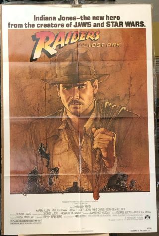 Raiders Of The Lost Ark 1 Sheet Movie Poster 1981 27x41 Folded