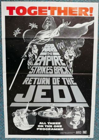 Star Wars Trilogy 1985 Australian Cinema One Sheet Movie Poster Rare