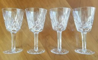 Set Of 4 Lismore By Waterford Crystal Wine Goblets Glasses 6 Oz 5 3,  /4 " Tall