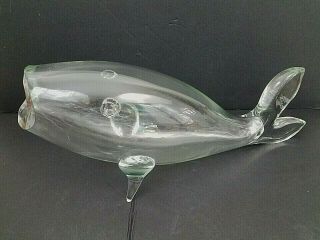 Vintage Blenko Winslow Anderson Art Glass Fish Vase Clear Large 18 " Decor