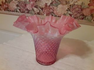 Early Fenton Cranberry Opalescent Vase 7 1/4 Inches Tall No Chips Or Cracks