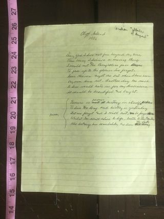 Vincent Price Estate: Handwritten Poem During Whales Of August