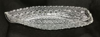 Antique Eapg Pressed Glass Daisy & Button 14”l Row Boat Relish Fruit Dish Bowl