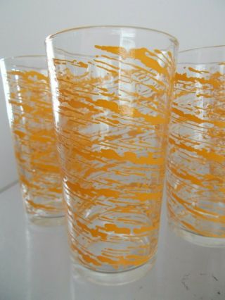 Retro Orange Drinking Libby Glasses Mid Century Modern - 5 Piece Mcm Vintage Set