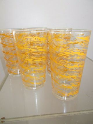 Retro Orange Drinking Libby Glasses Mid Century Modern - 5 Piece MCM Vintage Set 2