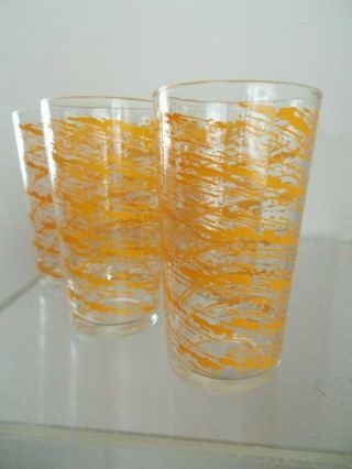 Retro Orange Drinking Libby Glasses Mid Century Modern - 5 Piece MCM Vintage Set 3