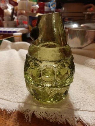 Vintage Fenton Green Glass Santa Clause Fairy Tea Candle Lamp 2 Pc