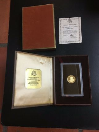 1974 Turks & Caicos Isl 100 Crown - Churchill - Proof Gold - Official Pkg W/