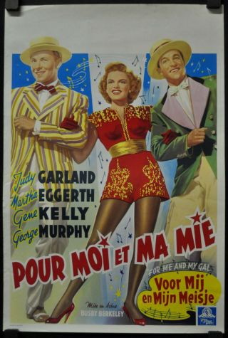 For Me And My Gal 1940s Orig 14x21 Belgian Movie Poster Judy Garland Gene Kelly