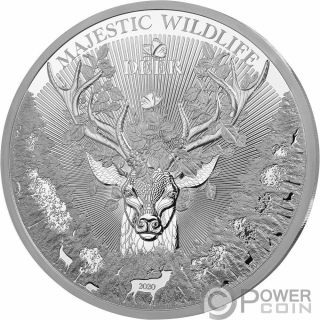 Majestic Wildlife The Deer 1 Kg Kilo Silver Coin 25$ Samoa 2020