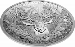 MAJESTIC WILDLIFE The Deer 1 Kg Kilo Silver Coin 25$ Samoa 2020 3