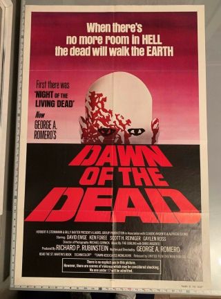 Dawn Of The Dead 1978 27x41 One Sheet Movie Poster Romero Folded