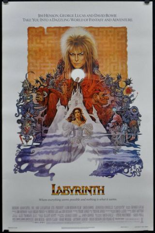 Labyrinth 1986 27x41 Movie Poster David Bowie Jennifer Connelly