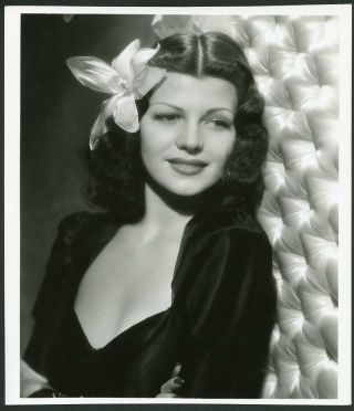 Rita Hayworth W Flower In Hair Vintage 1940s Portrait Photo By Schafer
