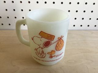 Vintage Snoopy Come Home Anchor Hocking Coffee Mug Peanuts 1958,  1965 Schulz