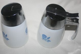 Starline Gemco Blue Cornflower Glass Sugar And Syrup Creamer Dispensers 5 "