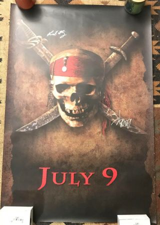Pirates Of The Caribbean Signed Autograph Poster Johnny Depp O Bloom K Knightley