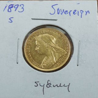 1893 S Au/bu Sydney Australia Gold Sovereign - Commonwealth Jubilee