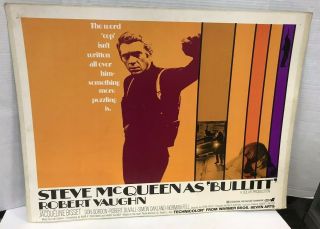 " Bullitt " Movie 1969 Lobby Card Steve Mcqueen,  Vaughn,  Bisset 21 " X 27 "