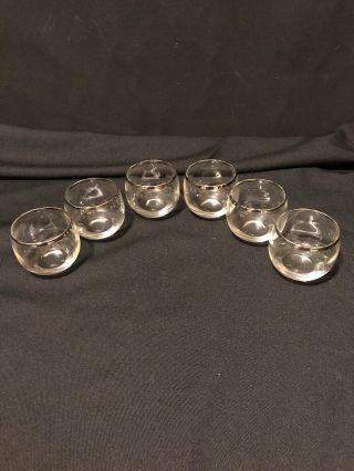 Set 6 Vintage Retro Mcm Silver Rim Glasses Roly Poly Mid Century