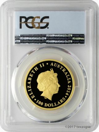 2014 - P $100 Australia Kangaroo 25th Ann.  1oz.  Gold Proof Coin PCGS PR70DCAM FS 2