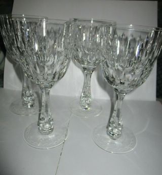 Set Of 4 Hawkes Sierra Pattern Clear Cut Crystal 7 5/8 Inch Water Goblets