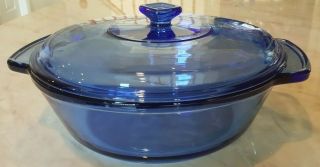 Cobalt Blue Glass Anchor Hocking Casserole Baking Dish With Lid 2 Quarts 9 Inch