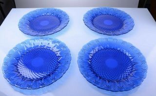 Vintage Royal Sapphire Dinner Plates By Avon Cobalt Blue (set Of 4)