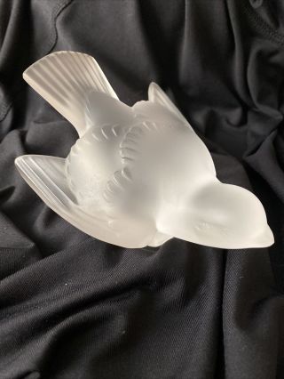 Lalique France Sparrow Bird Figurine Wings Out