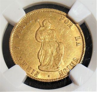 Peru: Republic Gold 2 Escudos 1853 Lm - Mb Au50 Ngc.