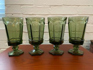 Vintage Fostoria Virginia Green Iced Tea Stem Glass Set