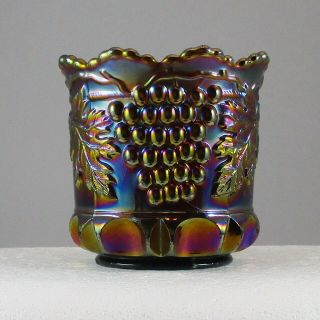 Northwood Grape & Cable Thumbprint Amethyst Carnival Glass Spooner Bw0172c