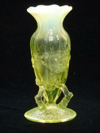 Northwood " Twgs " Vaseline Opalescent Bud Vase,  1898