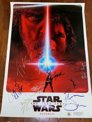 Star Wars The Last Jedi Movie Poster Cast Signed Premiere Episode Viii Wow Rare