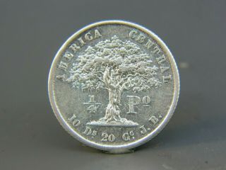 1850 Costa Rica 1/4 Peso Silver Coin Km 103