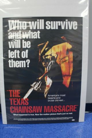 Texas Chainsaw Massacre Poster Autographed By Gunnar Hansen 24x34 Jsa Certified