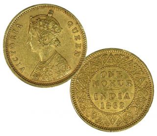 British India 1862 Victoria Gold Mohur In Au