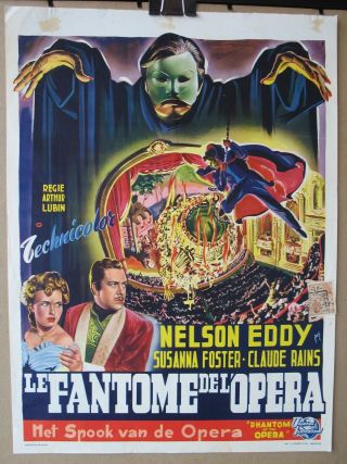 Phantom Of The Opera (1943) Re - Release Belgian Poster,  Claude Rains,  Universal