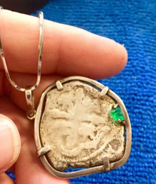 1622 Atocha Shipwreck Grade 2 Emerald,  Reals Coin Pendant Treasure Fisher