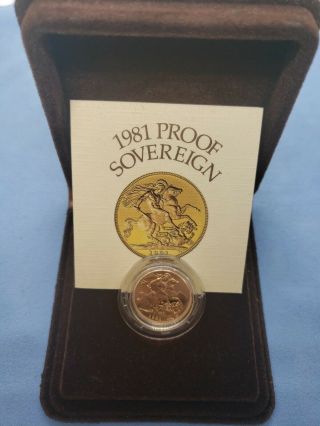 1981 Gold Proof Sovereign Coin With Royal