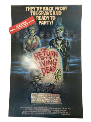 1985 Return Of The Living Dead Movie Poster One Sheet Vintage Horror